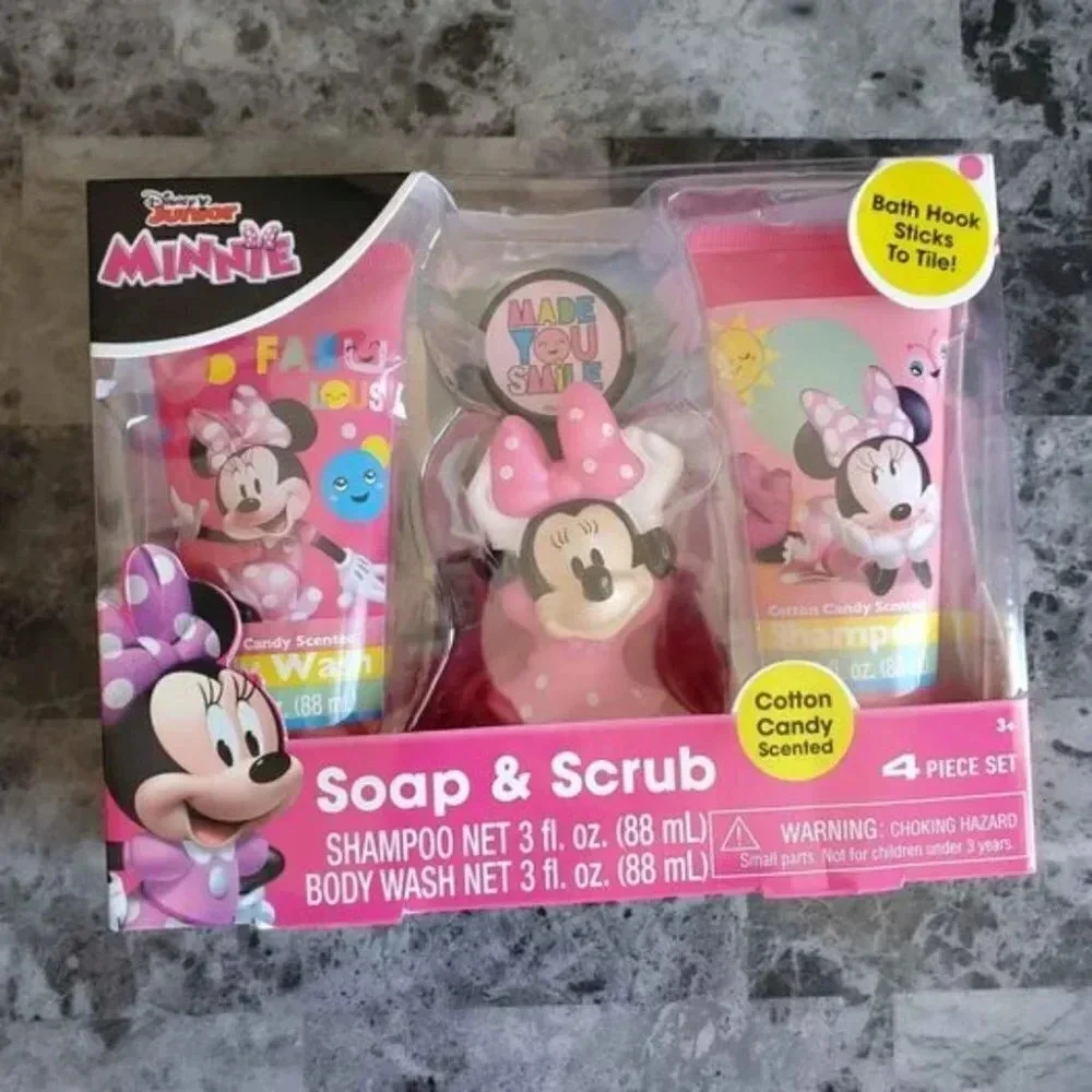 Minnie Mouse Soap and Scrub Bath set with Stuffed Animal and Red Bath Paint